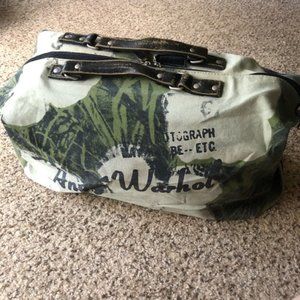 ANDY WARHOL MUSEUM FOUNDATION LTD. EDITION VERY RARE GREEN FLOWERS DUFFLE BAG